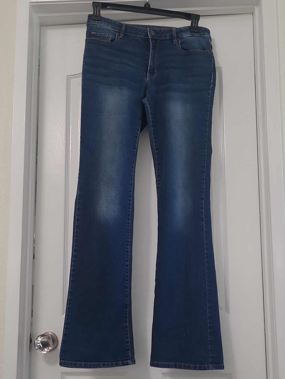 Tall New York And Company Classic Women's Dark Blue Flare/bootcut Jeans